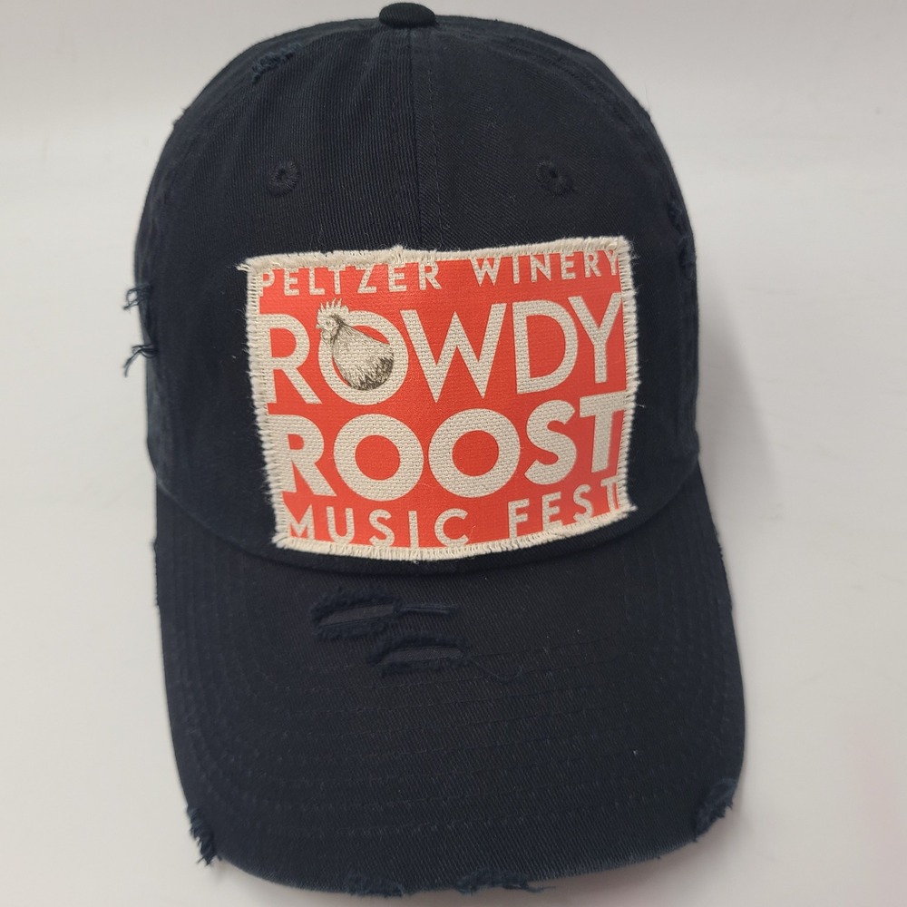Rowdy Roost Music Fest Hat Strapback Black Distressed Peltzer Winery Festival